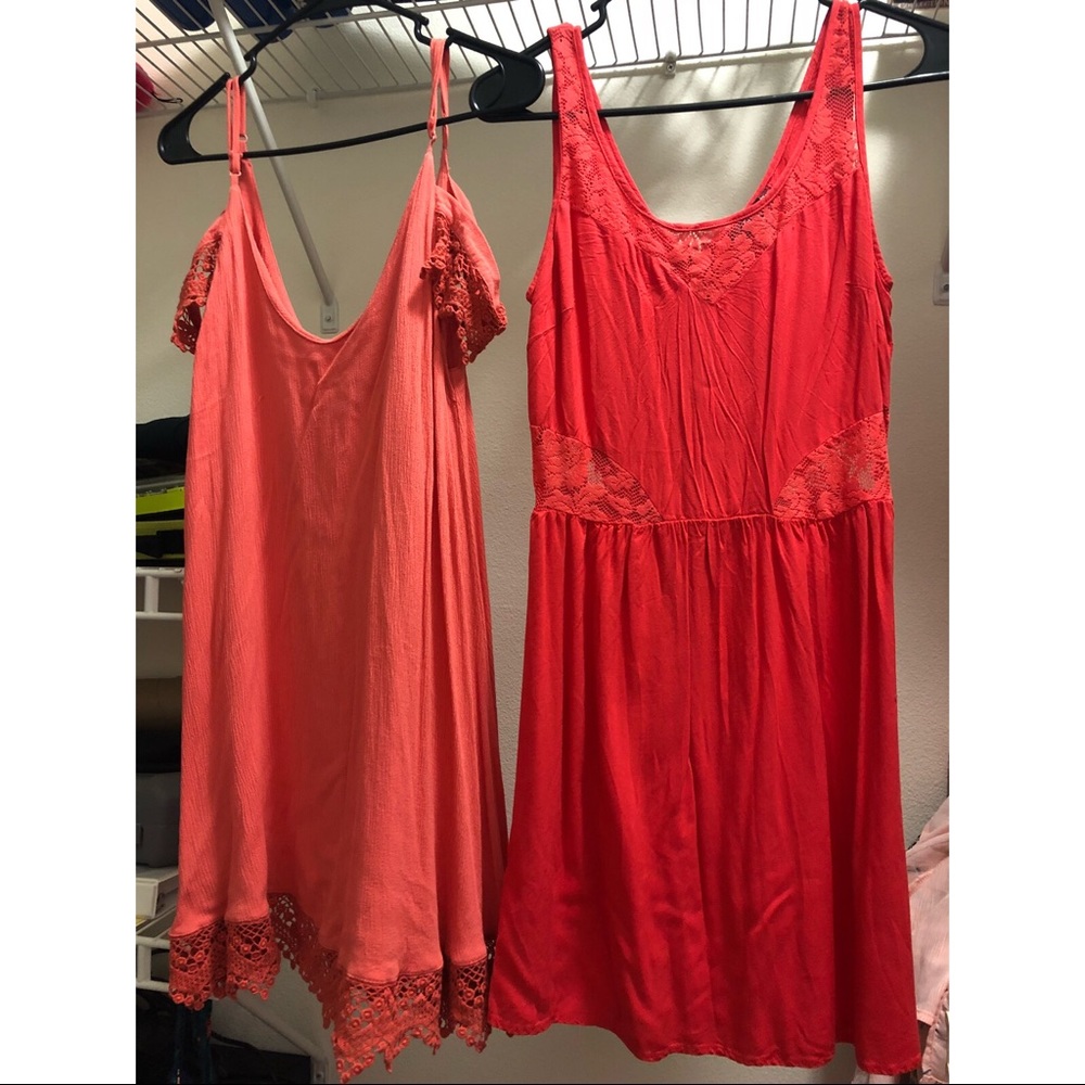 Two coral dresses